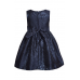 Bonnie Jean Navy Sleeveless Metallic Floral Layered Jacquard with Organza Bow Dress